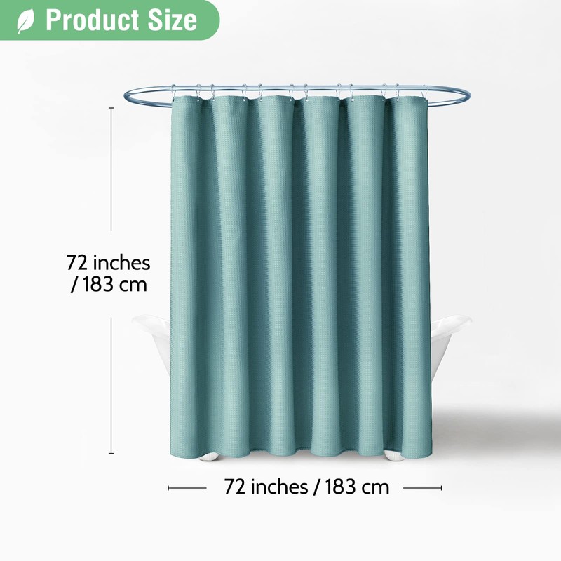 Dynamene Teal Fabric Shower Curtain for Bathroom - Waffle Weave