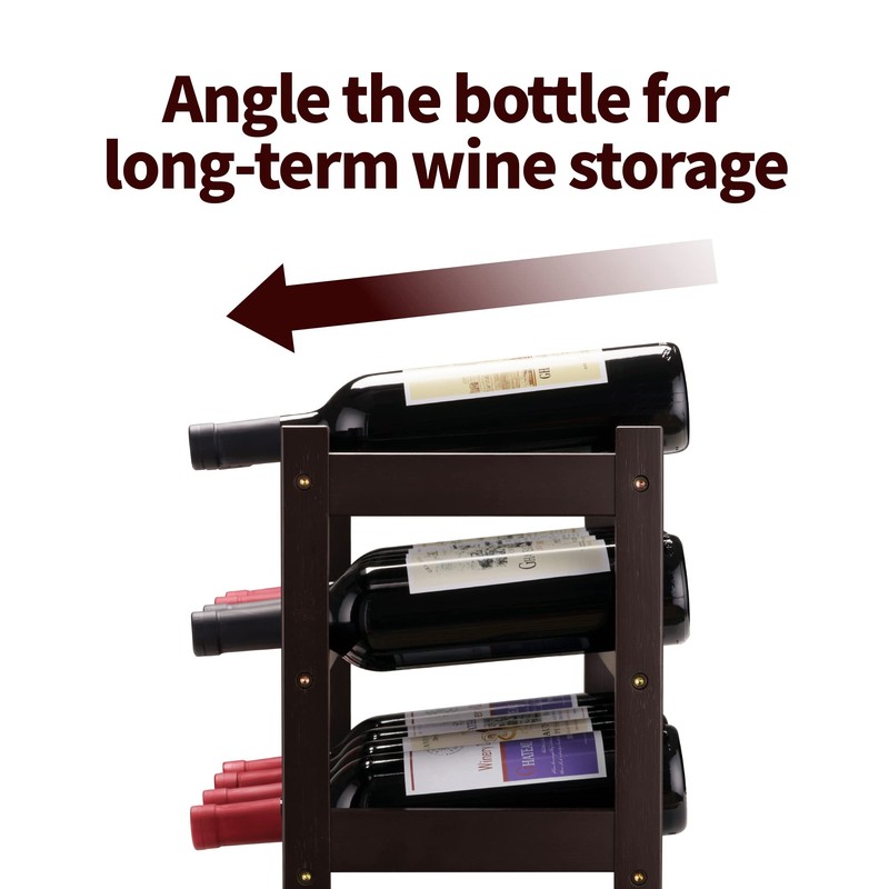 VASMIA Bamboo Wine Rack, Sturdy and Durable Wine Storage Cabinet