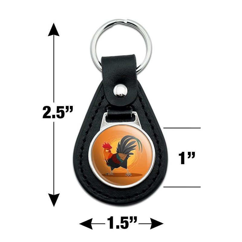 Black Leather Rooster of Awesomeness Chicken Keychain