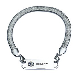 Pre-Engraved Chevron Pattern"Epilepsy" Medical ID Bracelets for Women