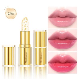 Super Charm Crystal Color Changing Lipstick Long Lasting Natural Makeup Waterproof Moisturizing Gold Foil Lip Glossy Smooth Easy To Apply Cosmetic:_MG-LP-2Pcs