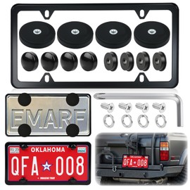 Haikole N52 Strong Magnet License Plate Mount,Magnet Aluminum Frame for Metal Car Bumper, Dealer Temporary Tags, Scratch-Proof Installation,Not for Plastic/ABS (Black 1Pcs)