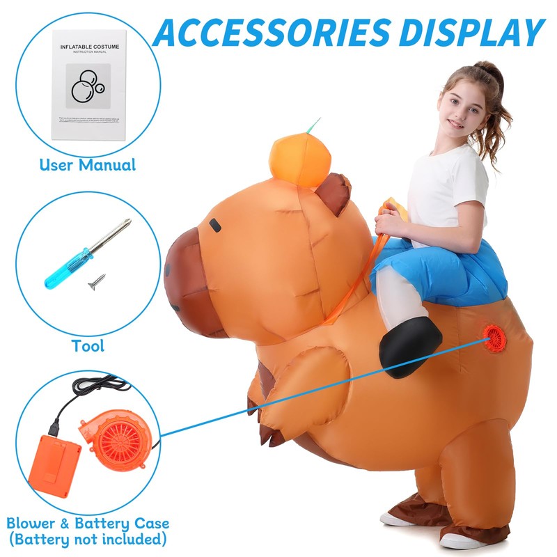 Inflatable Capybara Costume for kids Cosplay Party Ride on Animal