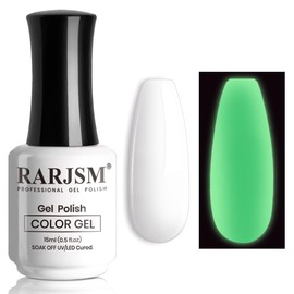 RARJSM Glow in the Dark Gel Nail Polish White Glow in Dark Effect Gel Polish Luminous Gel Nail Polish Soak off U V/LED Cured Required Nail Art Manicure 1PCS 15ml for Salon DIY at Home