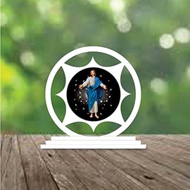 Vprint Jesus Christ Acrylic Car Dashboard Figurine (Multicolour, 10 cm x 12 cm x 1 cm).