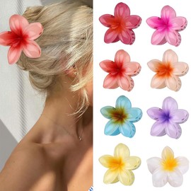 Pack of 8 Flower Hair Clips, Egg Flower Hair Claw Clips, Hawaiian Hair Clip, Colourful Flowers Hair Accessories for Women, Hair Clips Non-Slip Hair Claw (A)