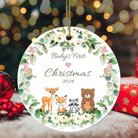 Baby First Christmas Ornaments - Babys 1st Christmas Ornament 2024, Snowbaby Baby Girl Ornaments for Christmas Tree Decor Acrylic, Xmas Gifts for Baby Newborn Grandkids (A)