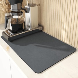 Supercap - Kitchen Dish Drying Mats | Large Absorbent Draining Pad with Rubber Backed | 19.7x31.5inch Coffee Mat for Kitchen Countertop (black, 19.7x31.5inch)