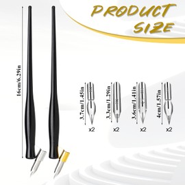 10PCS Oblique Calligraphy Dip Pen Set - 2-in-1 Drawing Pen Holder with 8 Pieces Stainless Steel Pen Replacement Nibs for Writing, Painting, Signing, Sketch