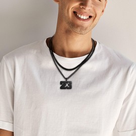 KLIFOWDY Number Necklace, Layered Necklace for Men, Jersey Number Necklace for Boy Athlete, 18+20 In Black Chain for Men With Number 55 Pendant, Basketball Football Baseball Number Necklaces for Boys