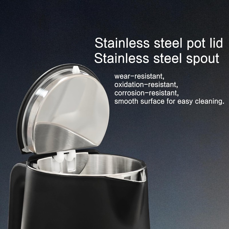 QUAXWELL 1.5L Electric Kettle Stainless Steel, Double Wall Cool Touch