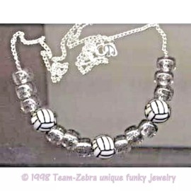 Team-Zebra Funky Earrings & Novelty Jewelry Funky VOLLEYBALL NECKLACE Team Sport Referee Player Gift Novelty Costume Jewelry