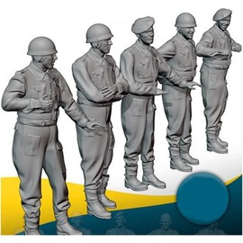 AMO 1/72 WWII British Army Military Vehicle Crew 5 Piece Set Plastic Model Parts AMO-8915 Molded Color