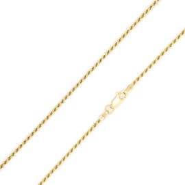 MAZZERI Solid Gold Plated Sterling Silver Italian 1.3mm & 1.6mm Diamond-Cut Braided Rope Chain Necklace for Men Women, 925 Sterling Silver Made in Italy (1.6mm, 22.0 Inches)