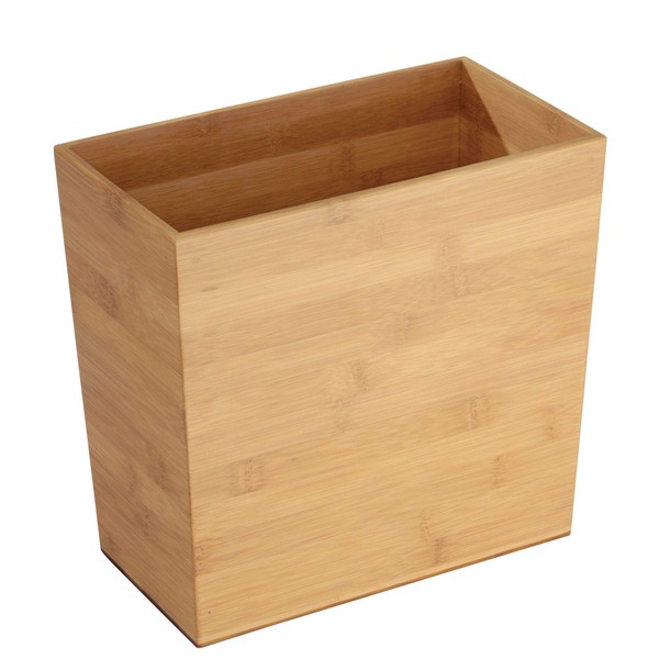 iDesign Rectangular Bamboo Waste Basket, The Formbu Collection – 10.5" x 5.75" x 10”, Natural Wood Finish