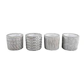 Flora Bunda 4 in Patteren Textured Cement Plant Pot,Set of 4
