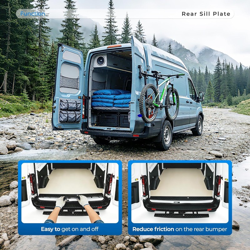 HECASA Rear Sill Plate Compatible with 2015-2023 Ford Transit 150