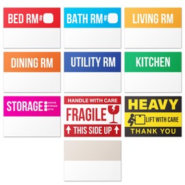 Home Moving Labels (3 x 2 inch, 10 Designs - 300 Labels) for 1-2 Bedroom, Color Coded Moving Stickers w/Writable Note Area, Fragile, Heavy & Extra Blank Stickers