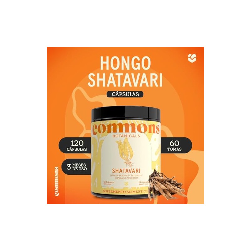 Hongo Shatavari Adaptógenos 120 Cápsulas Suplemento Natural Apoya Sistema Reproductivo
