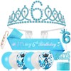 6th Birthday Decorations - Sash, Tiara, Crown & Balloons for