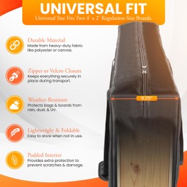 ARENAIX Heavy Duty Cornhole Carrying Case with Universal Fit – Premium Protective Padded Foam Polyester Bag for Cornhole Boards with Two Large Pockets & Padded Shoulder Strap– Fit for All Size Boards