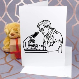 Azeeda Groß (A4) 'Wissenschaftler untersuchen einen Mikroskop-Objektträger' Grußkarten/A4 Grußkarten (GC00060344)