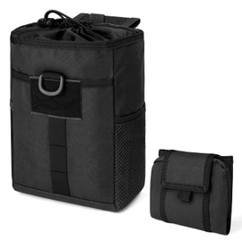 Drawstring Magazine Utility Bag, Outdoor Tactical MOLLE Bag, Tactical Compact Accessory Bag Glove Bag Waist Bag, Waterproof, Made of 600D Nylon, Suitable for Outdoor Tactical - Black