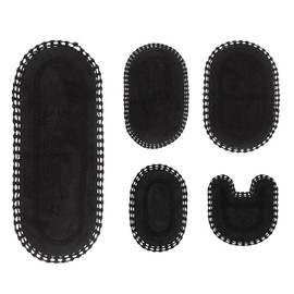 Home Weavers Hampton Crochet Reversible Bathmat 100% Cotton Bathroom Rugs Set, Washable Rug, Extra Soft and Absorbent Bath Rug, Kitchen Mat, Bath Mat Set, Mat Non Slip, 5 Piece Set with Contour, Gray