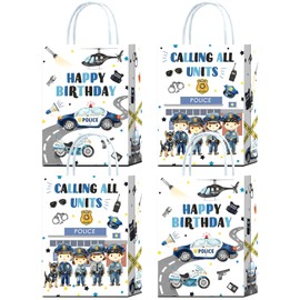 16 pcs Police Party Favor Bags - Police Birthday Party Decorations for Police Motorcycle Car Man Party - Police Goodie Bags, Cool Police Decorations for Kids Party