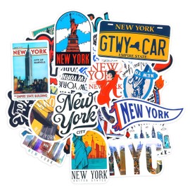 New York State Travel Stickers 50pcs USA-Themed Waterproof America Vacation Stickers Scrapbooking Journals Suitcase Travel Map Country Laptop Skateboard World Aesthetic Souvenir Gift Pack Decoration