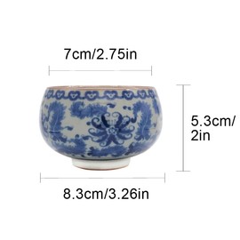 Caalio Chinese Retro Crackle Porcelain Tea Cups, for Coffee Matcha Hot Green Tea Chinese Tea, Diameter 2.49 inches x height 1.59 inches, 5fl oz/150ml - ROUNDED LOTUS
