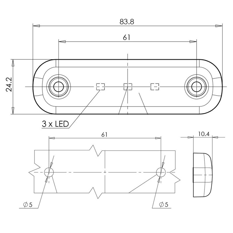 LED-MARTIN® Set of 6 Clear / Red 12 V /