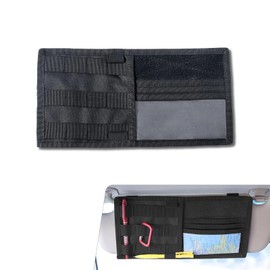 Arwrilt Car Sun Visor Organizer, Versatile Pocket Organizer for Card Pen Glasse, Visor Organizer Storage Pouch, Universal Automotive Outdoor Storage Bag, Fit for Most Cars Trucks (Black)