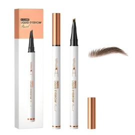 Pack of 2 Microblading Eyebrow Pencils, 2025 Upgraded 3D Waterproof with 4 Fork Tips, Durable, Natural, Finer, Magic Eyebrow Pencil for Women and Girls (2 Pieces Light Brown)
