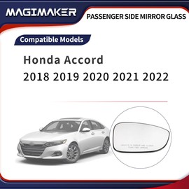 Magimaker Right Passenger Side Mirror Glass with Rear Holder 76203-TVA-A21 Compatible with Honda Accord 2018 2019 2020 2021 2022 Rear View Power Heated Glass