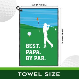 rofiowa Best Papa by Par Polyester and Cotton Blend Printed Golf Towel, Funny Golf Accessories for Men, Golf Gift for Golf Fan Dad Grandpa Father, Golf Lover Birthday Gift