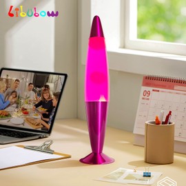 16 Inch Pink Magma Lamp, 2 Bulbs, Pink Lamp, White Wax Pink Liquid, Relaxing Nightlight Mood Lighting Home Decor Room Office Bedroom Lamp for Adults, Teens and Kids, Girls