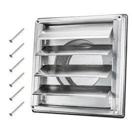 QWENETO 4" Metal Dryer Vent Cover Outside with Pest Guard Screen, 304 Stainless Steel Outdoor Exterior Wall Air Vent Cover with 6 Screws and Rubber Gasket for Bathroom Exhaust Vent Office Home