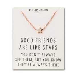 Philip Jones Rose Gold Plated Star Necklace with Quote Card