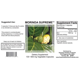 Supreme Nutrition Products Supreme Nutrition Morinda Supreme, Whole Noni Fruit Capsules (130 Count (Pack of 2))