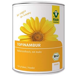 Raab Vitalfood Organic Jerusalem artichoke powder, vegan, high fibre, with inulin, no additives, laboratory-tested, sun root, pack of 1 (150 g)