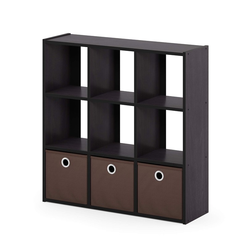 Furinno Simplistic 9-Cube Organizer, Dark Walnut