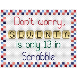 Scrabble Birthday Anniversary Card Cross Stitch Kit with Threads, Fabric, Needle and Instructions HANDMADE (70 Seventy)
