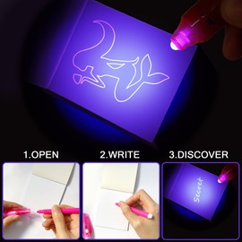 Lubibi Invisible Ink Spy Pen and Notebook, UV Light Invisible Ink, Magic Secret Pack of 16 Mermaid Stocking Fillers, Kids Party Favours, School Prizes Christmas Birthday Gift for Kids