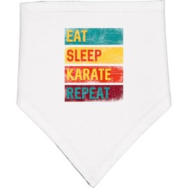 inktastic Eat Sleep Karate Repeat Baby Bandana Bib White and Black 33b98