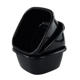 Qskely 3-PACK 16 Quart Plastic Wash Basin/Dish Pan Tub, Black