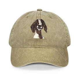 Negi Funny Goat Denim Hat for Men Women Washed Distressed Adjustable Dad Hats Baseball Cap Cute Animal Lover Gifts Vintage Unconstructed Plain Cap Unisex Fit