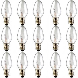 Snnalosses Night Light Bulbs 4 Watt - C7 Small Light Bulb - E12 Candelabra Base - 15 Lumens Warm White,Incandescent Light Bulb,Clear Glass,15 Packs