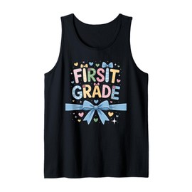 Cute Floral Preppy First Grade Back To School Teacher Girl Tank Top