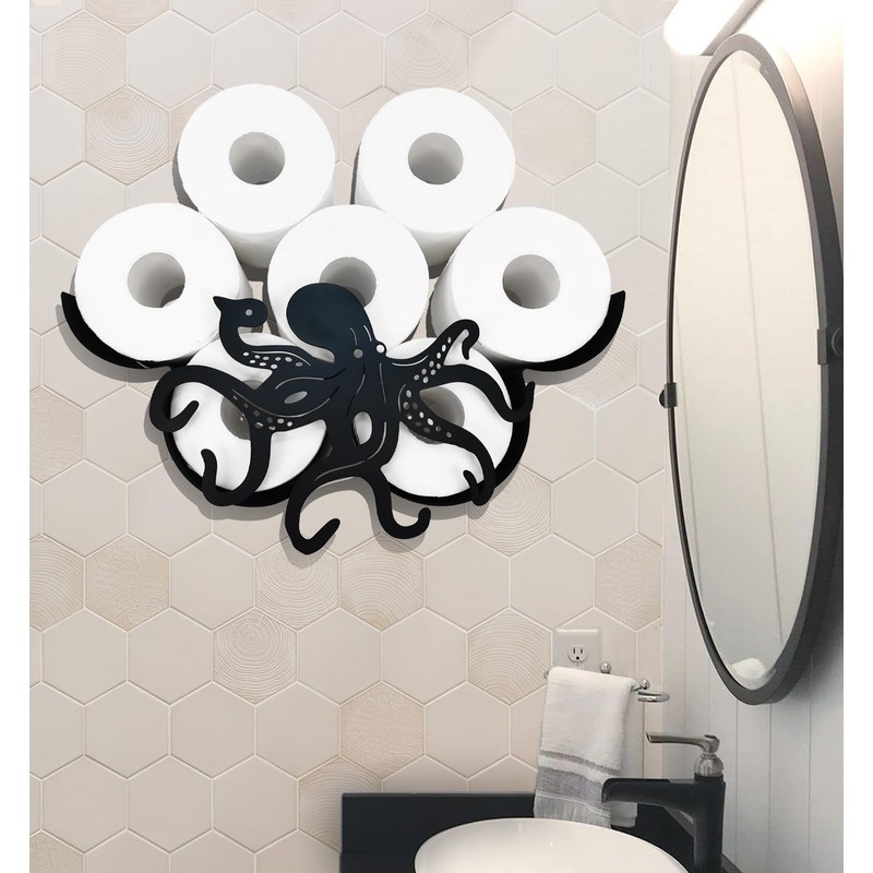 Metal Octopus Paper Holders,Funny Black Animals Paper Storage Holders Stand